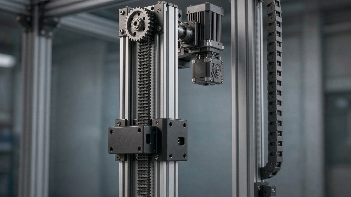 Belt-driven linear module in vertical mounting orientation