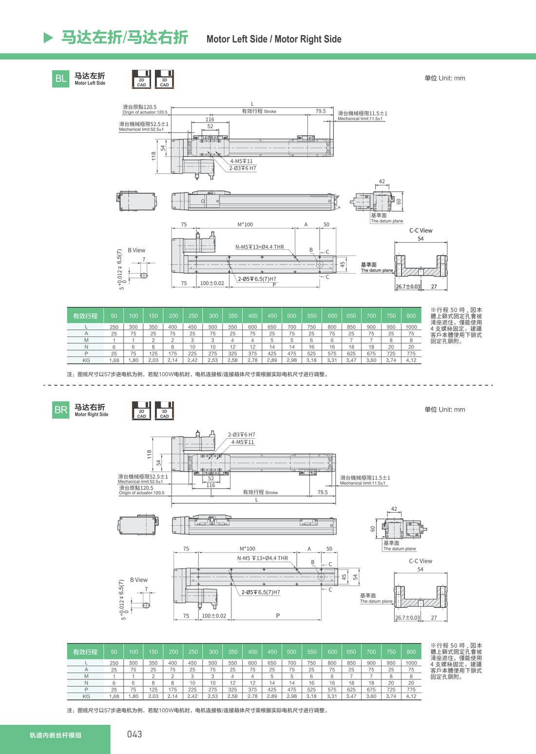 Track Embedded Screw Module