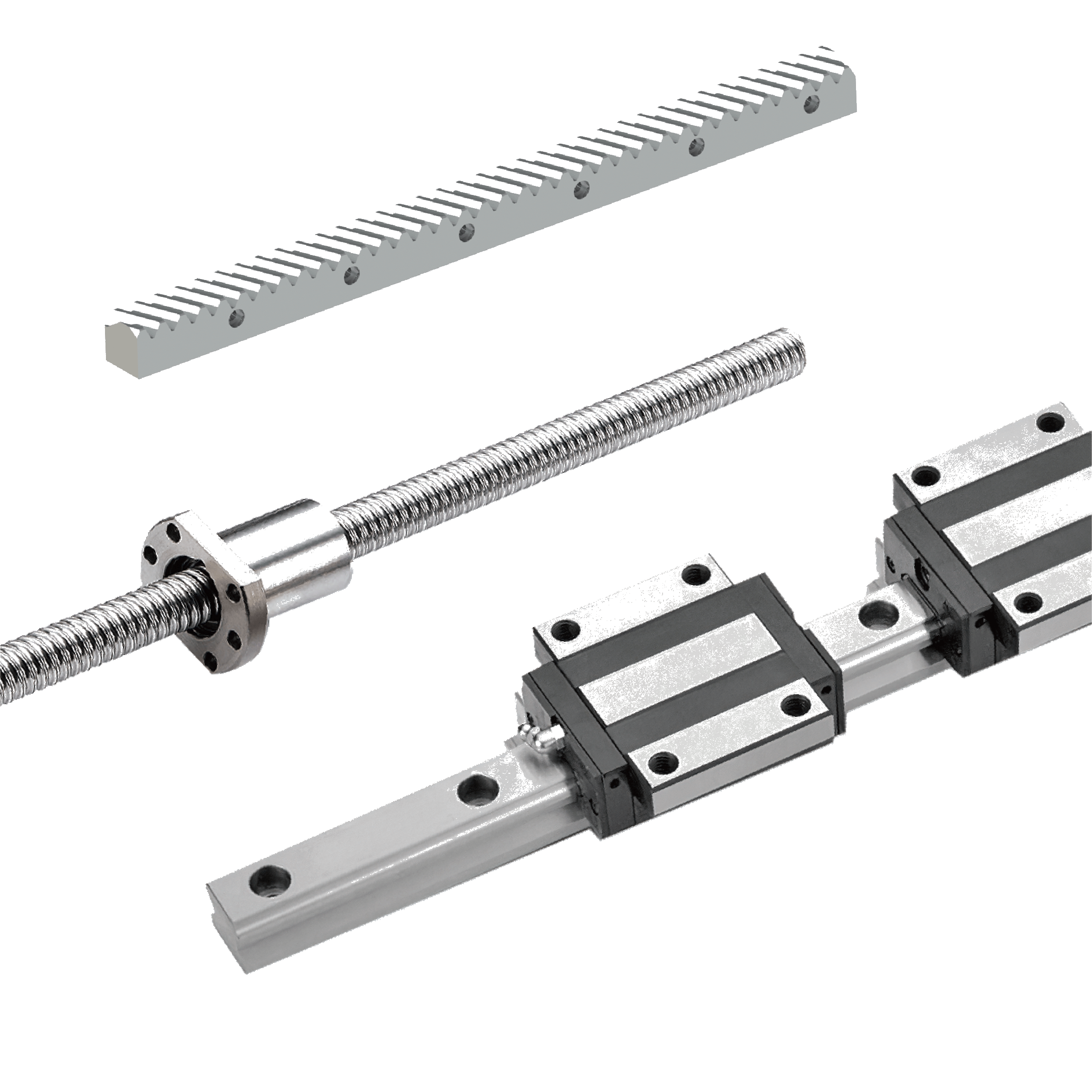 Guide rail screw spline and rack products