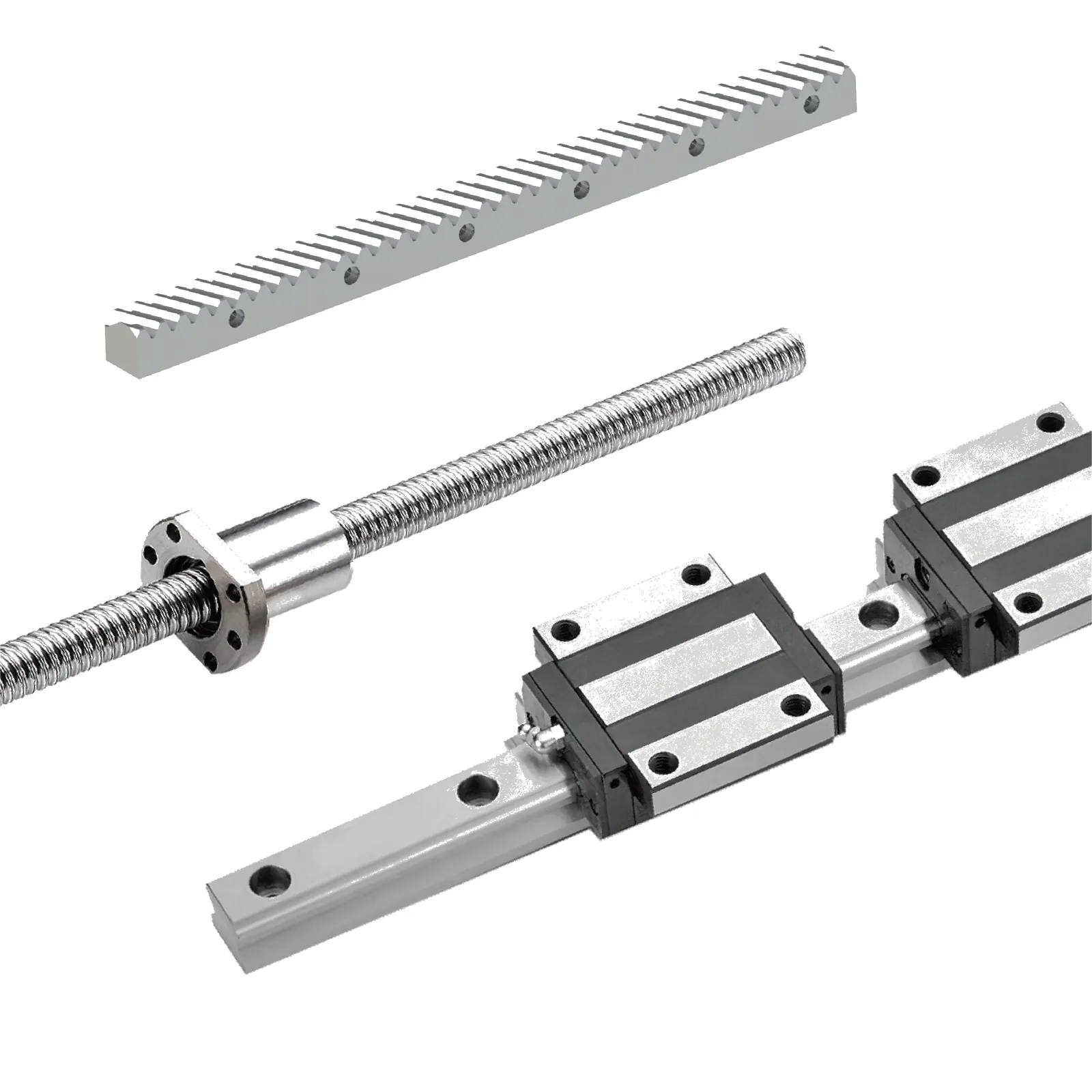 Guide rail screw spline and rack products