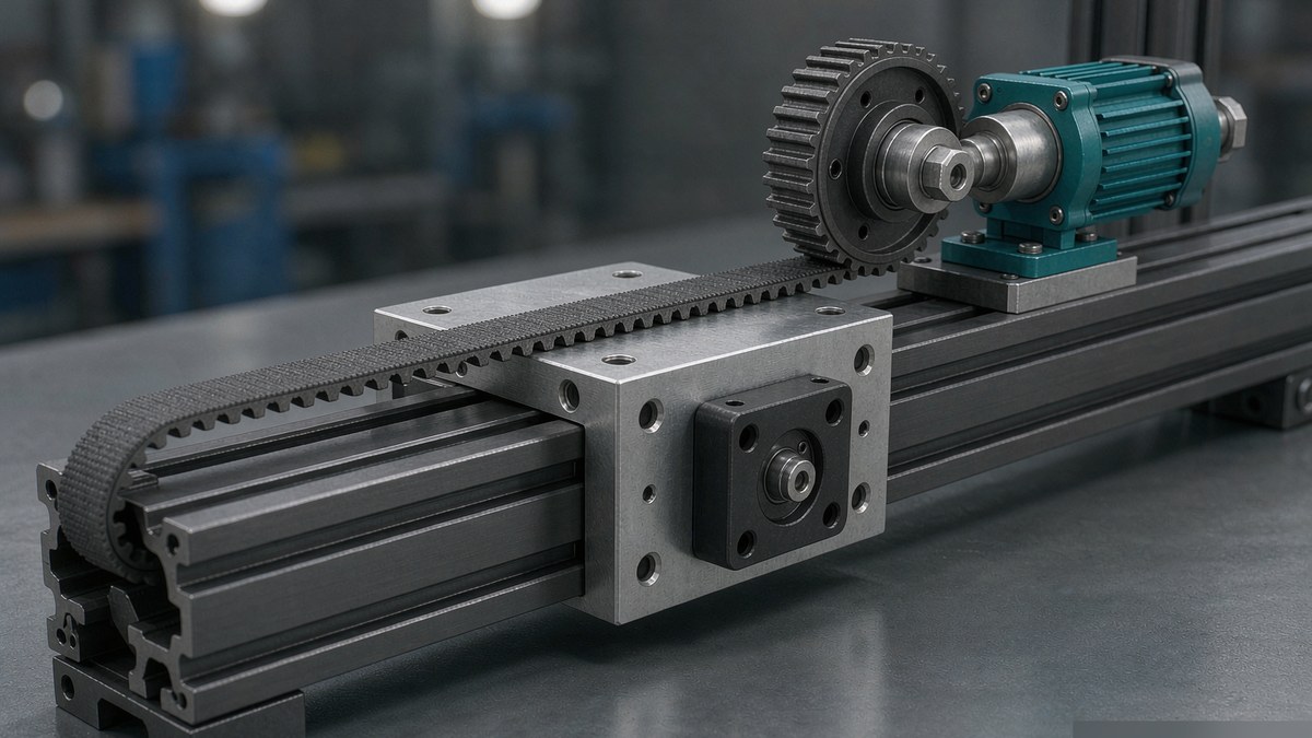 Belt-driven linear module selection illustration: stroke, load and accuracy